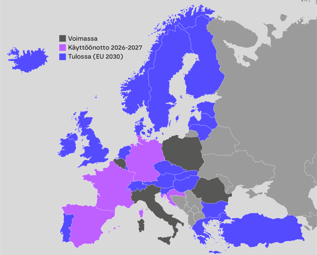 Verkkolaskuvaatimukset Euroopassa - Kartta 2026